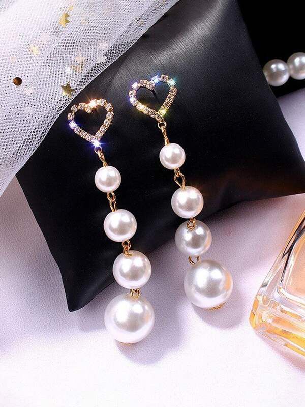 Heart Pearl Drop Earrings