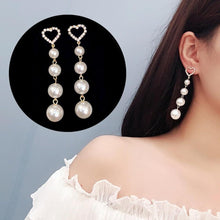 Load image into Gallery viewer, Heart Pearl Drop Earrings
