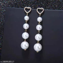 Load image into Gallery viewer, Heart Pearl Drop Earrings
